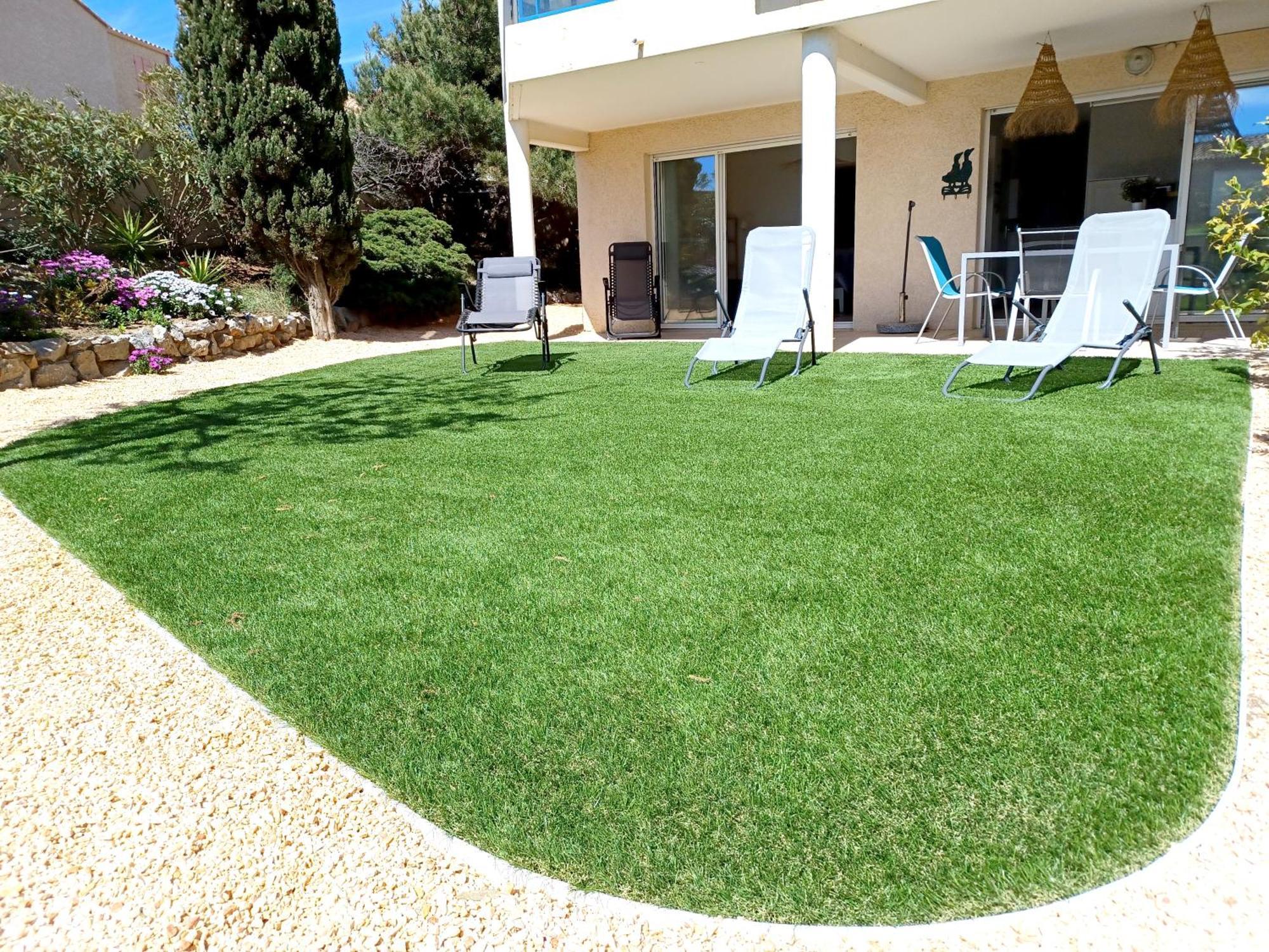 Plain-Pied Jardin 6 Personnes Clim Vue Mer Parking Wifi Terrasse Piscine Dans La Residence Saint-Pierre-la-Mer  Exterior foto