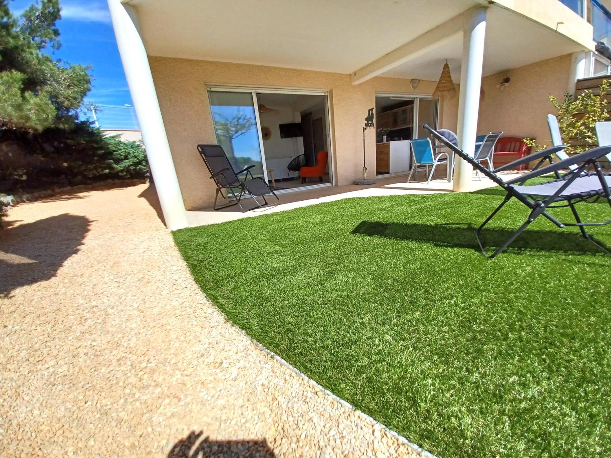 Plain-Pied Jardin 6 Personnes Clim Vue Mer Parking Wifi Terrasse Piscine Dans La Residence Saint-Pierre-la-Mer  Exterior foto